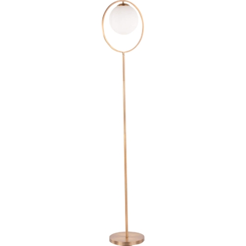 Moon Floor Lamp in Gold Metal & Frosted Glass